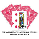 seven of diamonds/overlapped jack of clubs gaff card