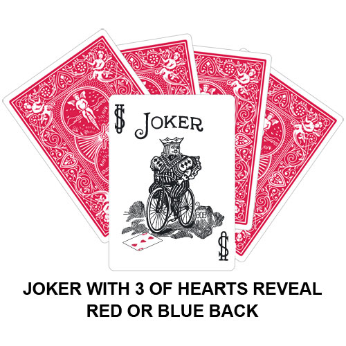 Joker With Three Of Hearts Reveal Gaff Card