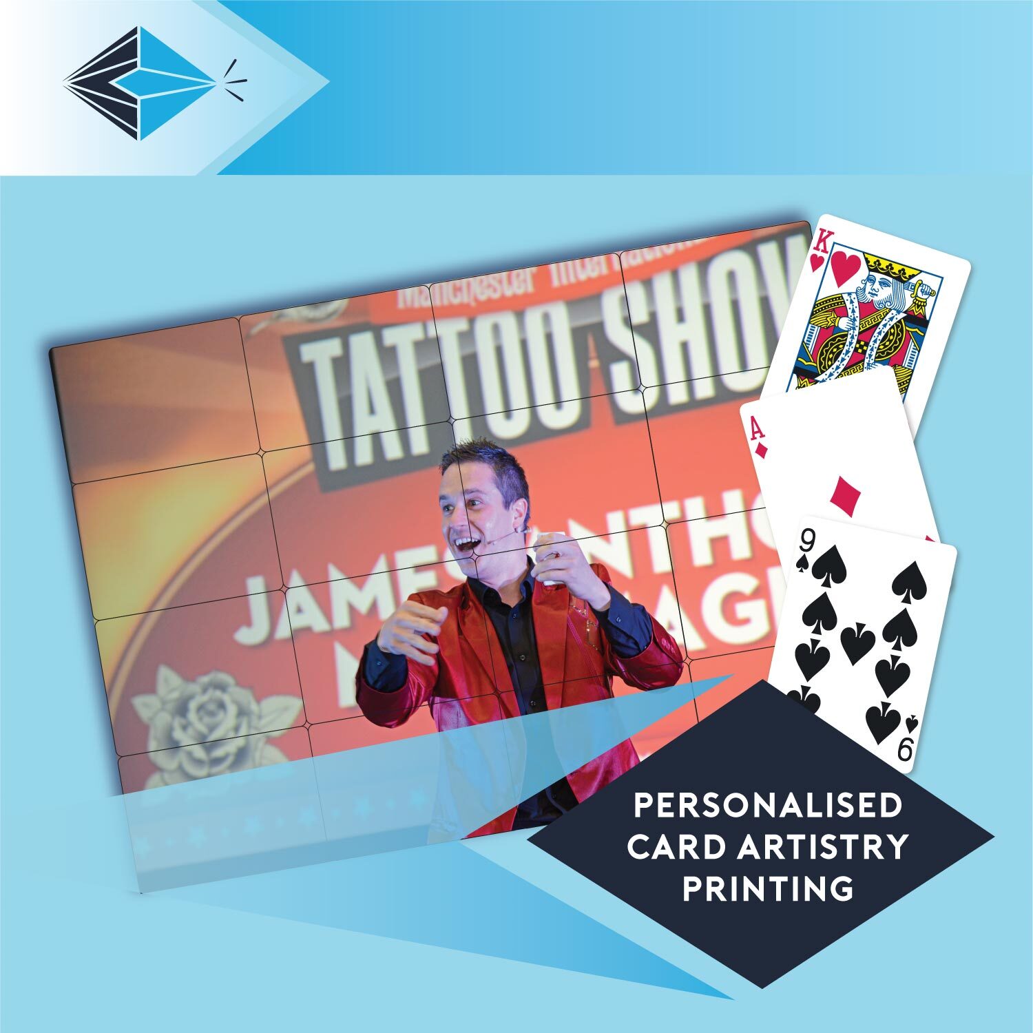 Personalised Card Artistry Printing 16 Bicycle Playing Card Your Image on the front Art for Magicians Magic printing Stockport Manchester UK