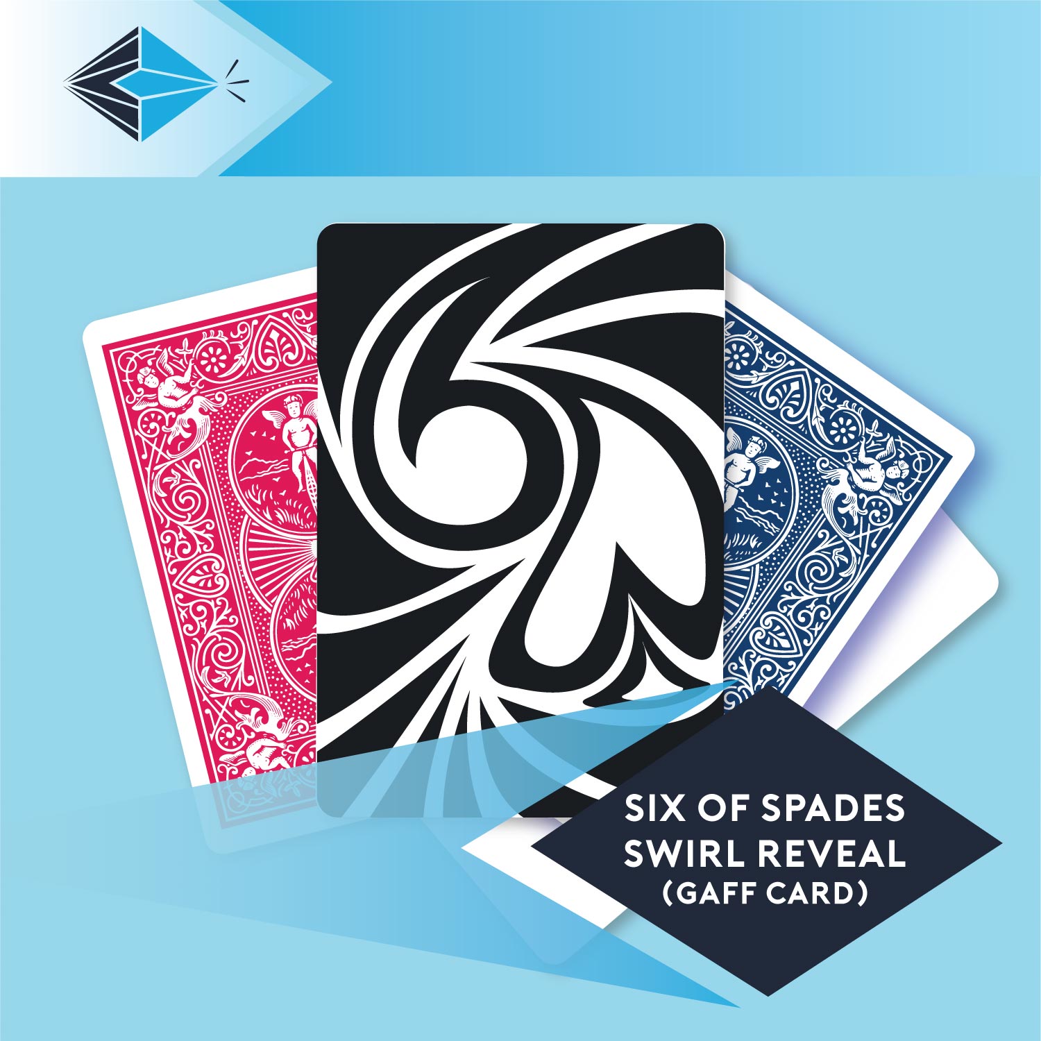 Six Of Spades Swirl reveal gaff card 2 printbymagic magicians gaff cards printers Stockport Manchester UK