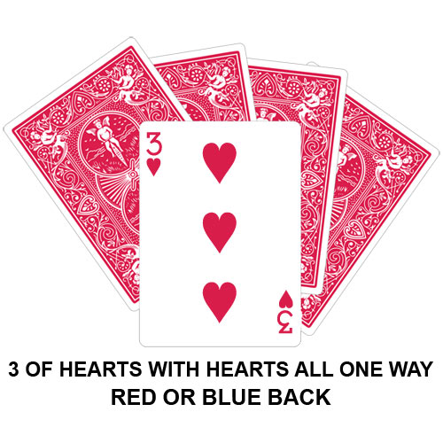 Three Of Hearts With Hearts All One Way Gaff Card