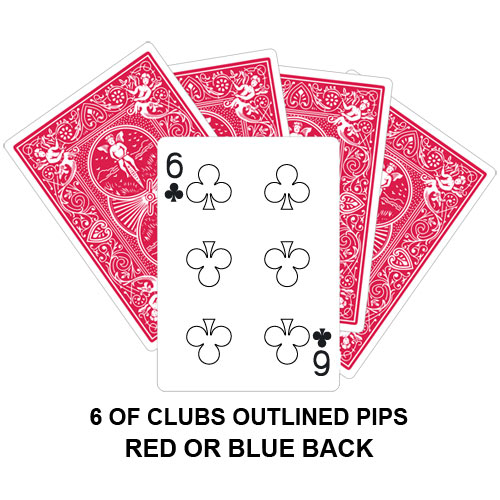 Six Of Clubs Outlined Pips Gaff Card