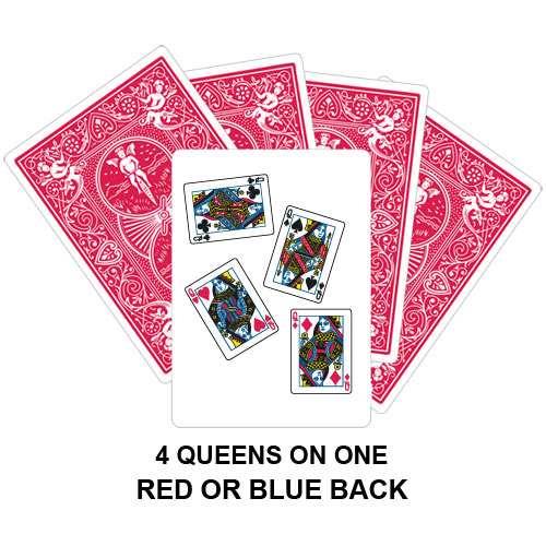 Queen of Spades reveals 3 of Hearts Red Bicycle Gaff Playing Card 