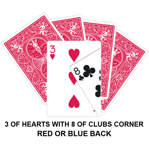 Three Of Hearts With Eight Of Clubs Corner Gaffed Card