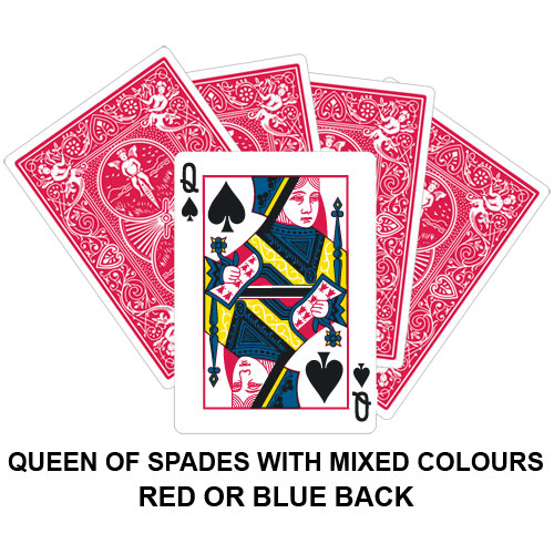 Queen Of Spades With Mixed Colours Gaff Card