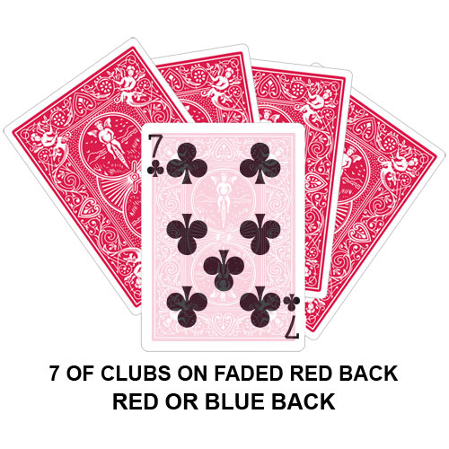 Seven Of Clubs On Faded Red Back Gaff Playing Card