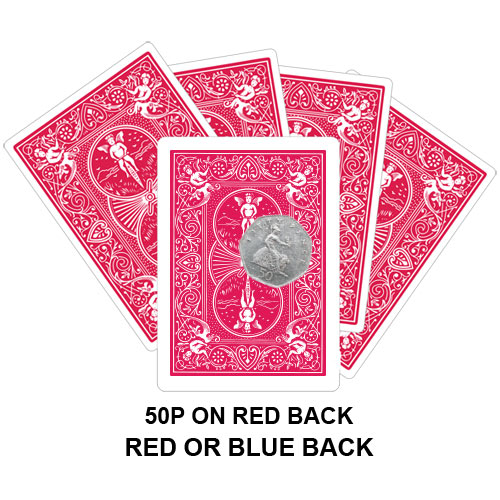 50p On Red Back Gaff Playing Card