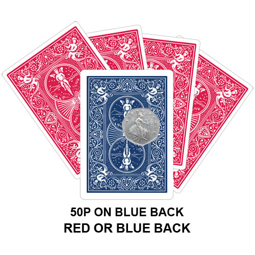 50p On Blue Back Gaff Playing Card
