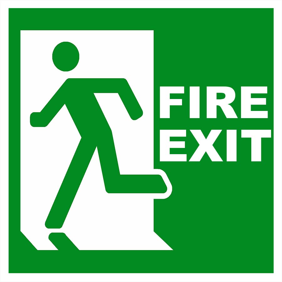 Fire Exit Sign Plastic UV Printed 21x21cm Health And Safety Signage