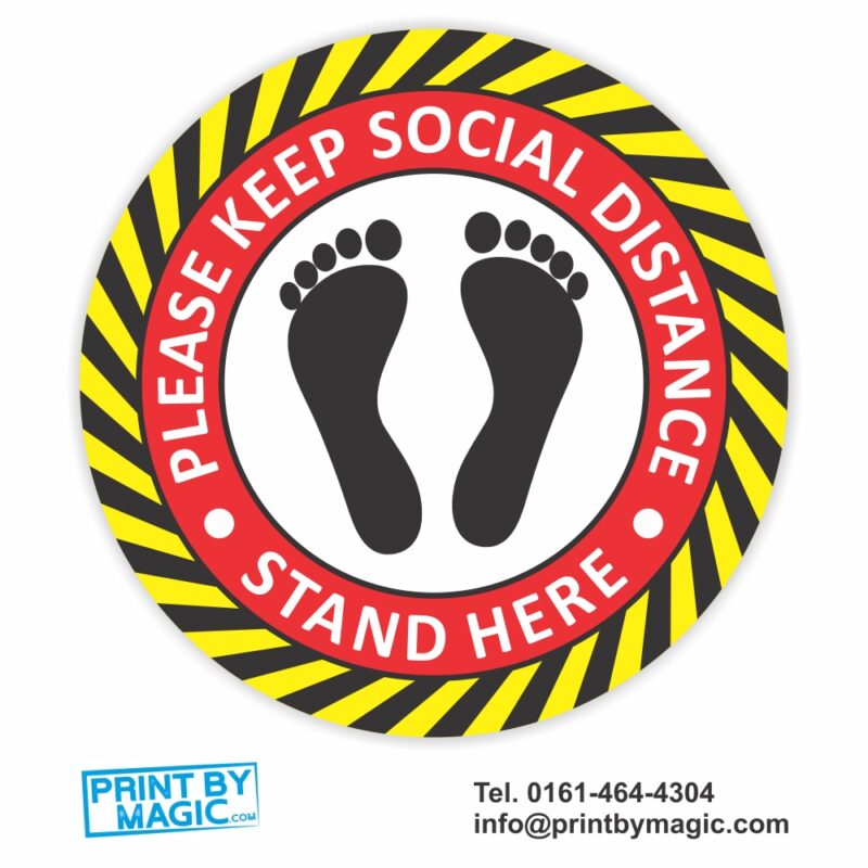 PLEASE KEEP SOCIAL DISTANCE STAND HERE VINYL STICKERS