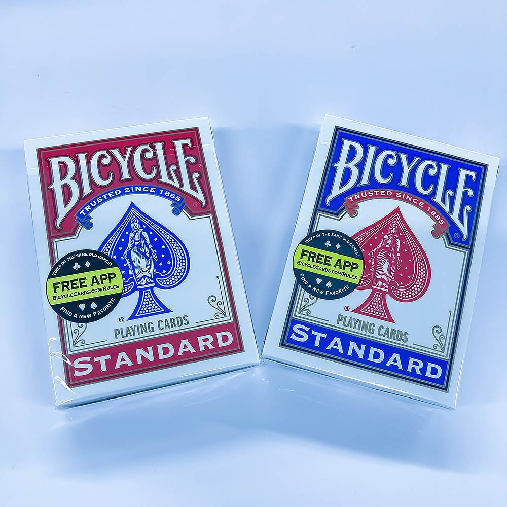 Empty card boxes bicycle playing cards red and blue