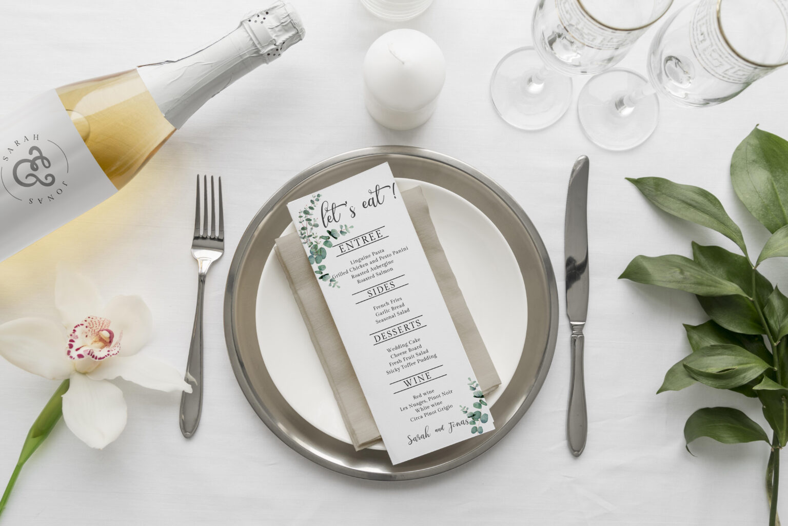 Greenery Wedding menu printing