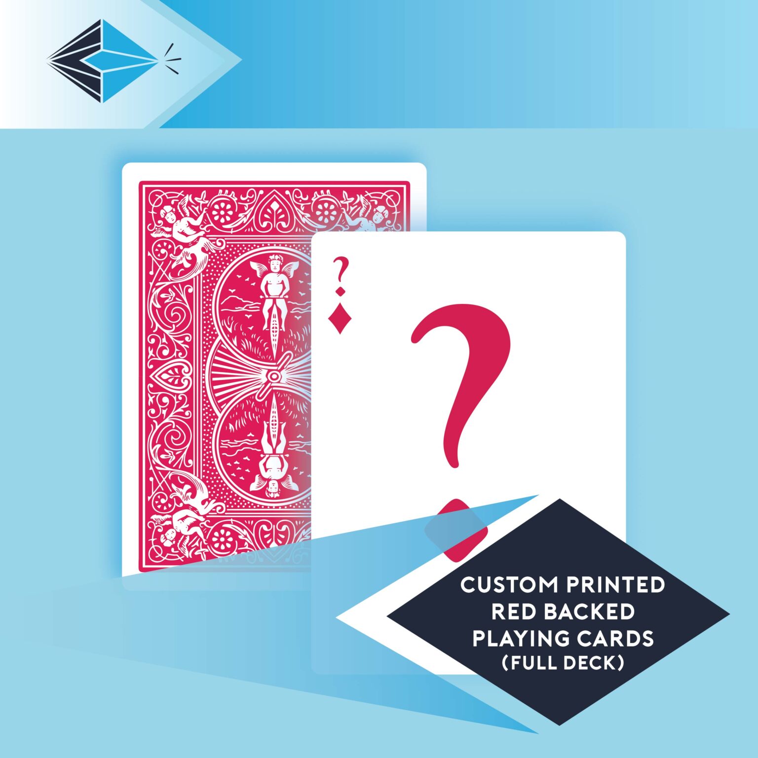 Custom Red backed playing cards printing for magicians full deck image for showcase on our magicians section of PrintbyMagic.com