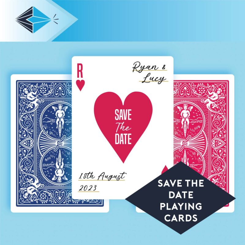 Save the date playing cards personalised wedding invitations bicycle playing cards printing stockport