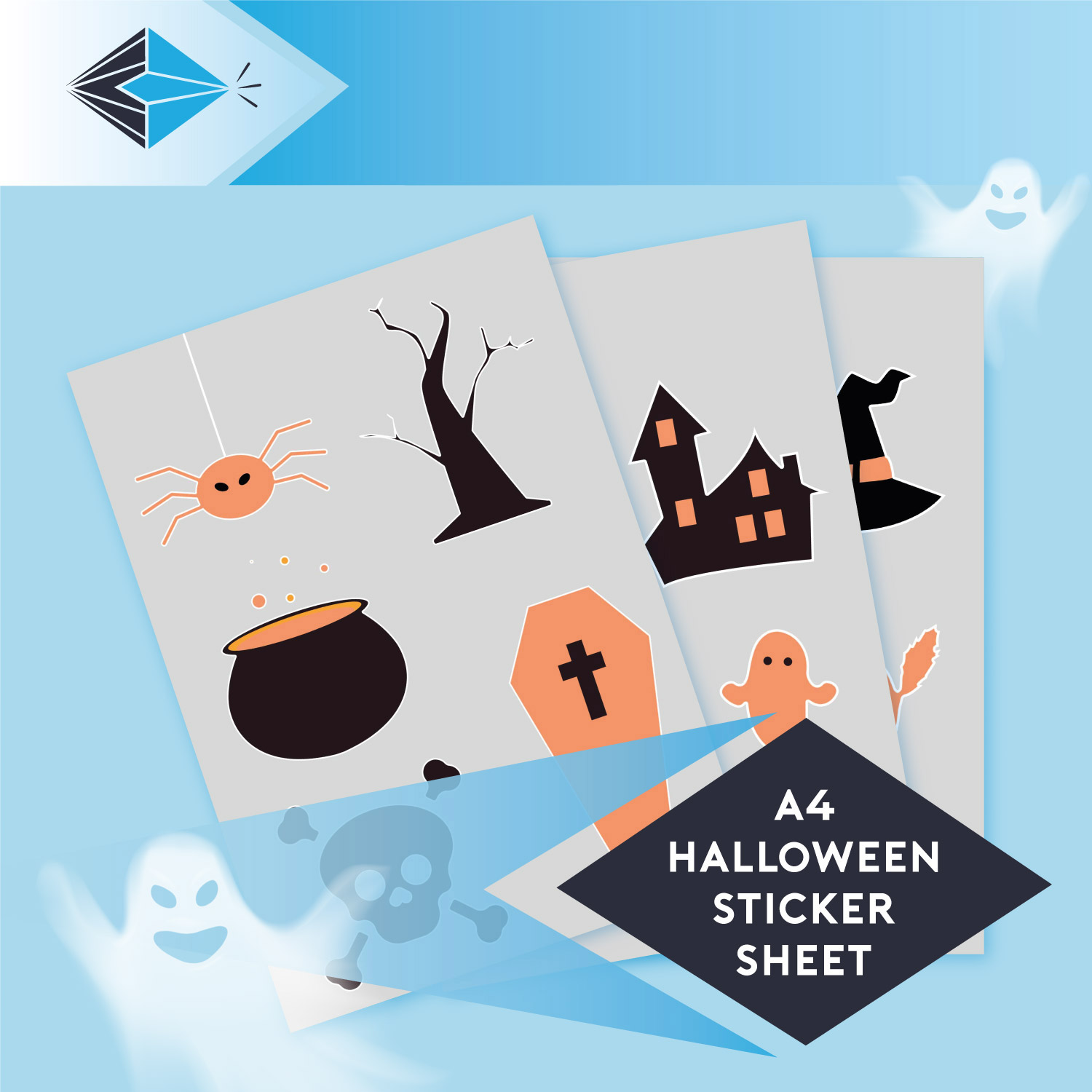 A4 Haloween Sticker SheetsDifferent Images Vinyl Sheets For Halloween Decorations October Stockport Manchester UK