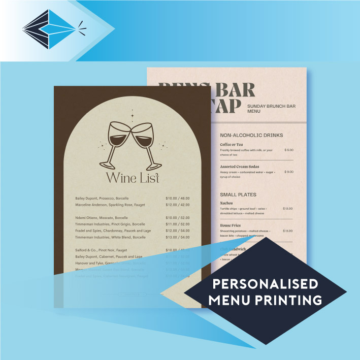 menu printing services for businesses restaurants and bars local businesses Stockport Manchester UK