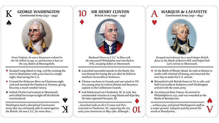 Famous Generals of the American Revolution Playing Cards