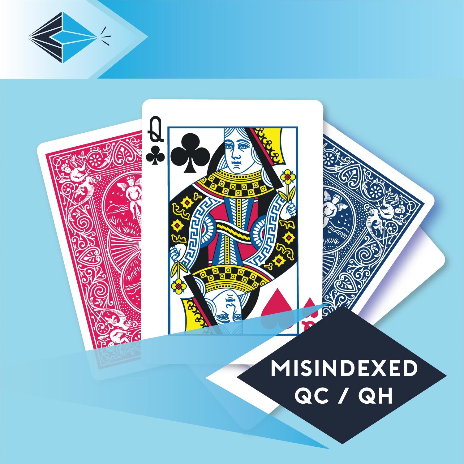 mis-indexed-queen-spades-clubs-qc-qh-playing card for magicians printing printers Stockport Manchester UK