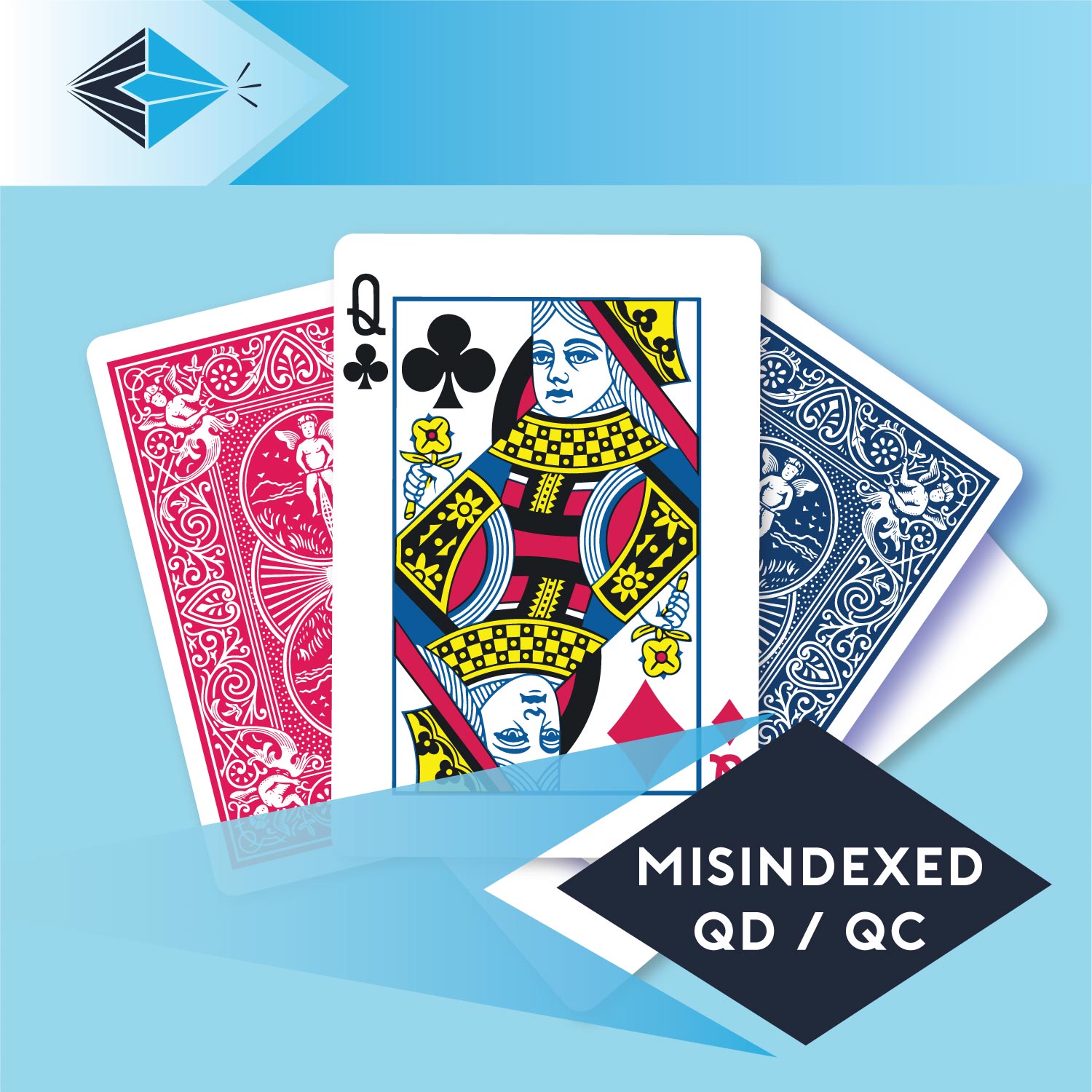 mis-indexed-queen-diamonds-clubs-qd-qc-playing card for magicians printing printers Stockport Manchester UK