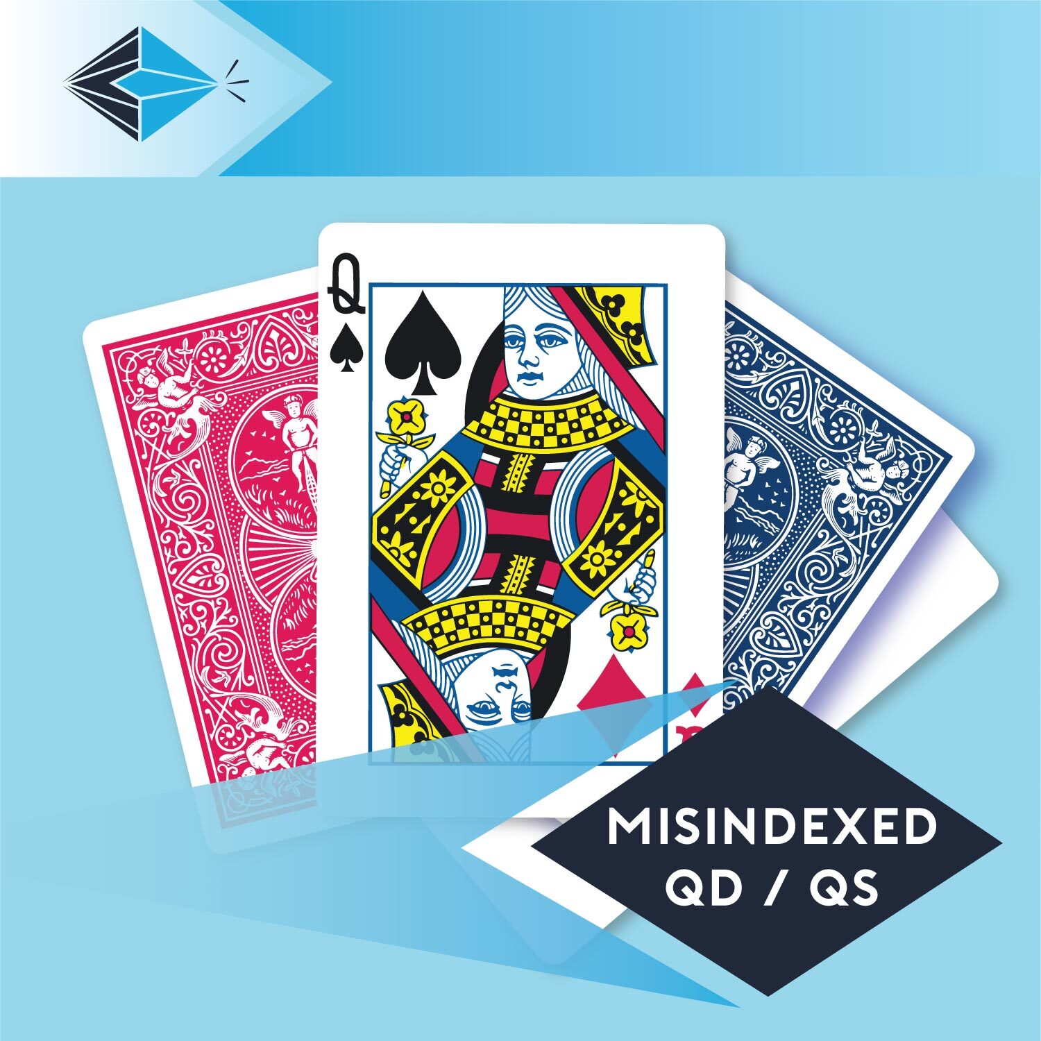 mis-indexed-queen-spades-clubs-qd-qs-playing card for magicians printing printers Stockport Manchester UK