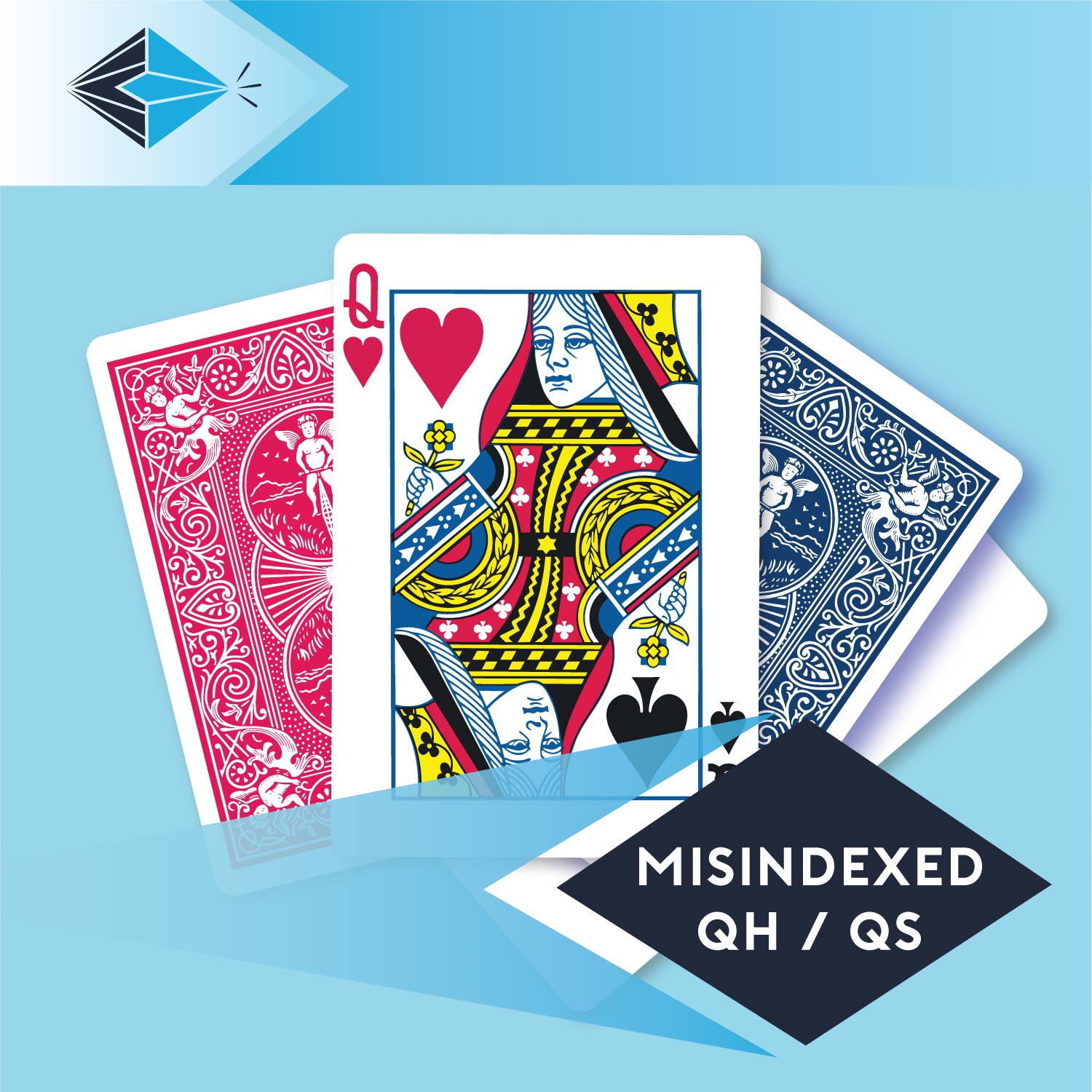 mis-indexed-queen-spades-clubs-qh-qs-playing card for magicians printing printers Stockport Manchester UK