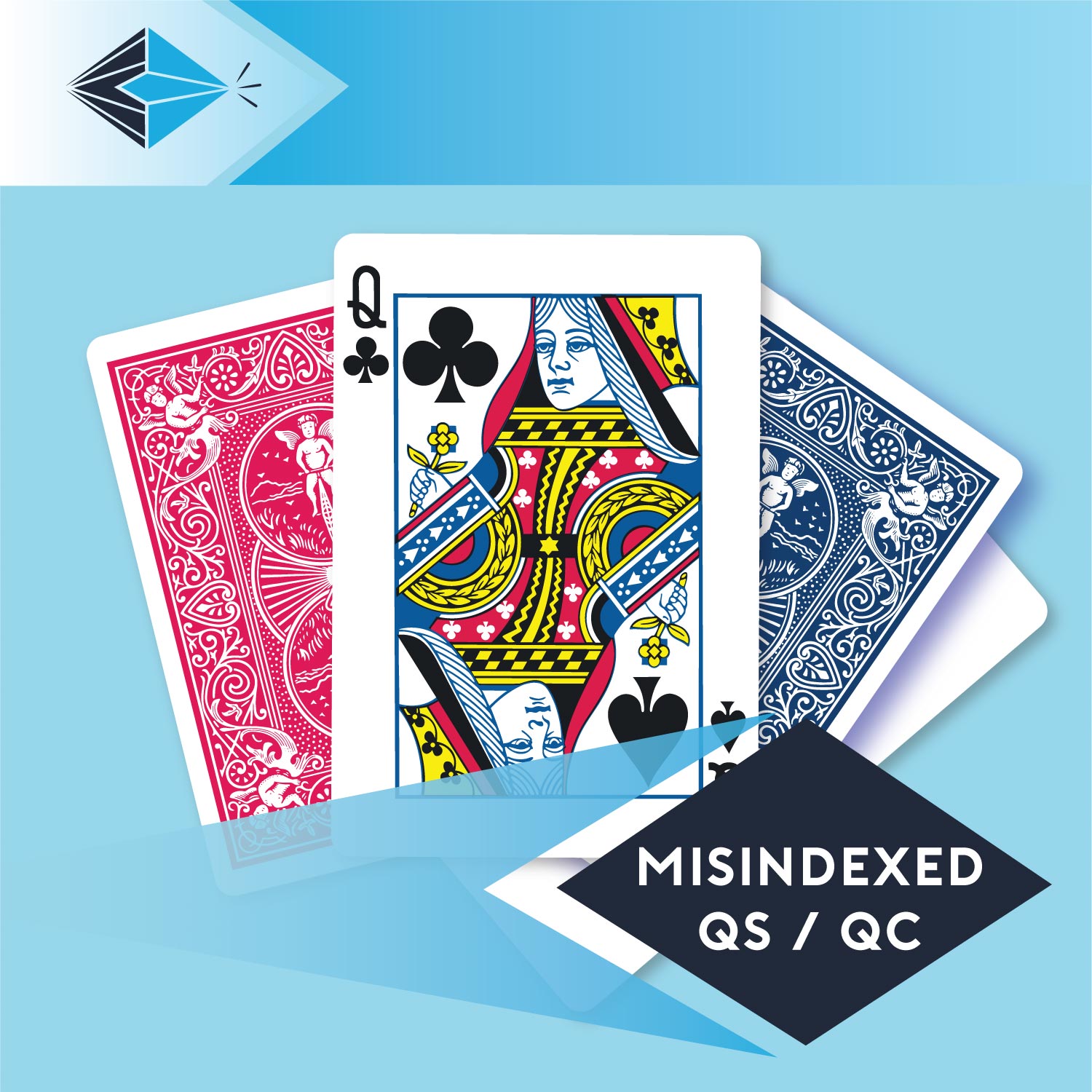 mis-indexed-queen-spades-clubs-qs-qc-playing card for magicians printing printers Stockport Manchester UK