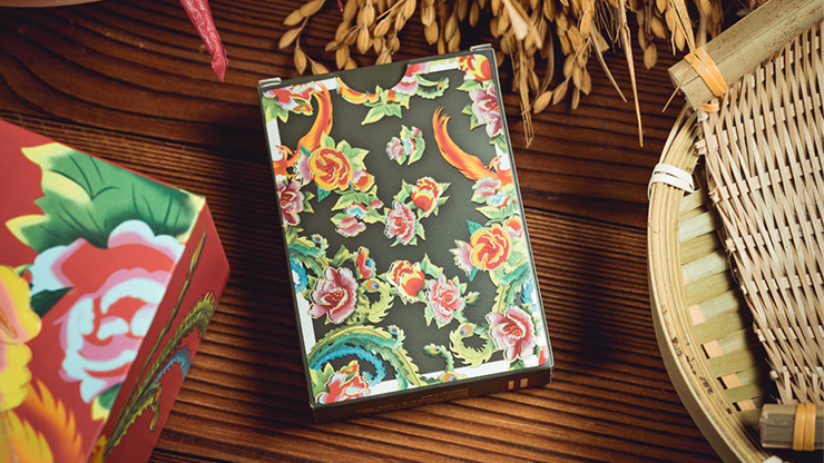 Phoenix and Peony (Green) Playing Cards by Bacon Playing Card Company