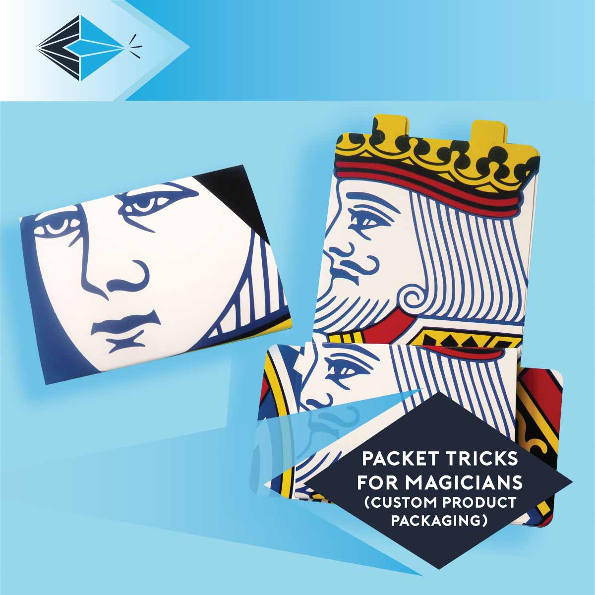 Custom Product Packaging Services For Magicians Showcasing Two Packet Trick Boxes Ready To Store Up To 8 Playing Cards